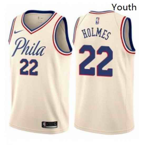 Youth Nike Philadelphia 76ers 22 Richaun Holmes Swingman Cream NBA Jersey City Edition